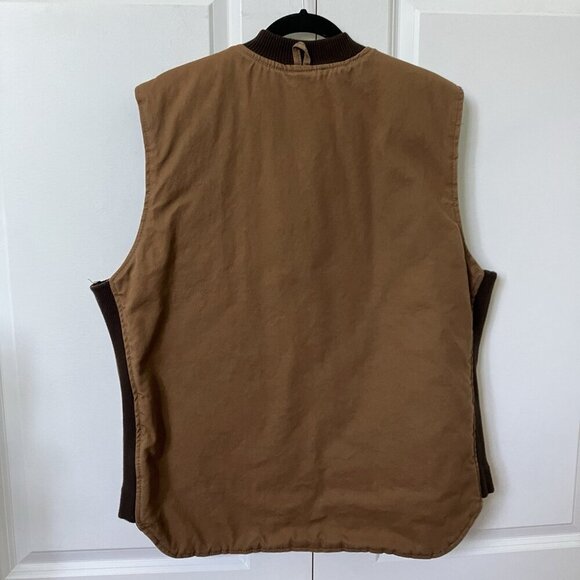 Vintage Tough Duck Canvas Vest Mens XL Brown Home Hardware Quilted Full Zip - Picture 3 of 11